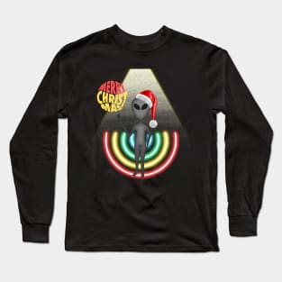 Alien in Santa Cap on Christmas | UFO Sighting | Merry Christmas Long Sleeve T-Shirt